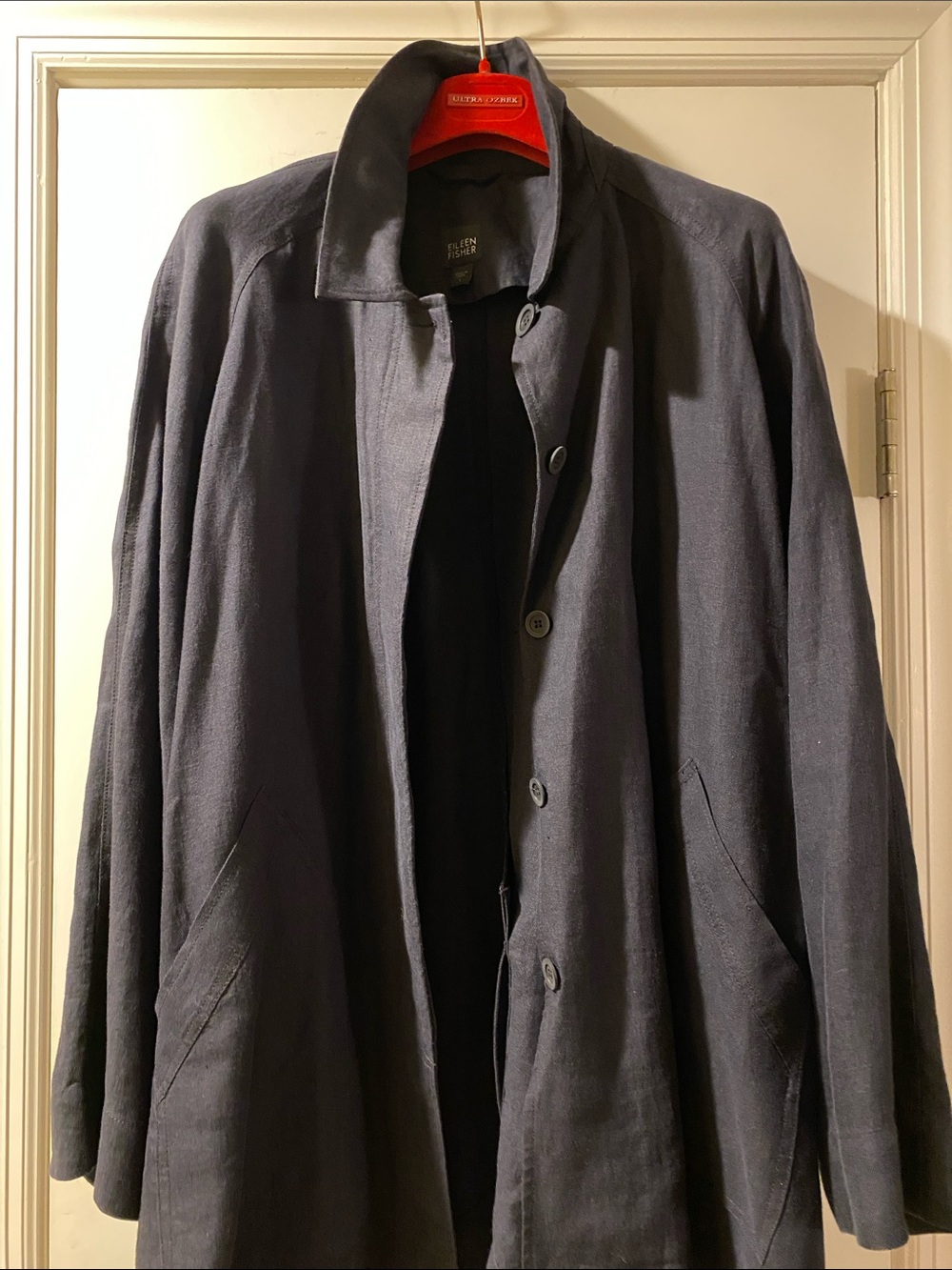 Eileen Fisher 💯 Linen Linger Button Down Timeless Closet Staple Trench Coat NWOT